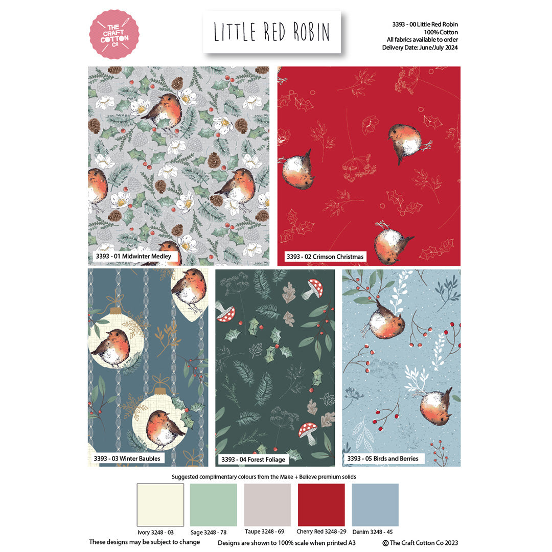 Little Red Robin Christmas fat quarters