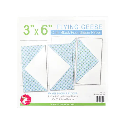 3 x 6 inch finished size Flying Geese foundation paper