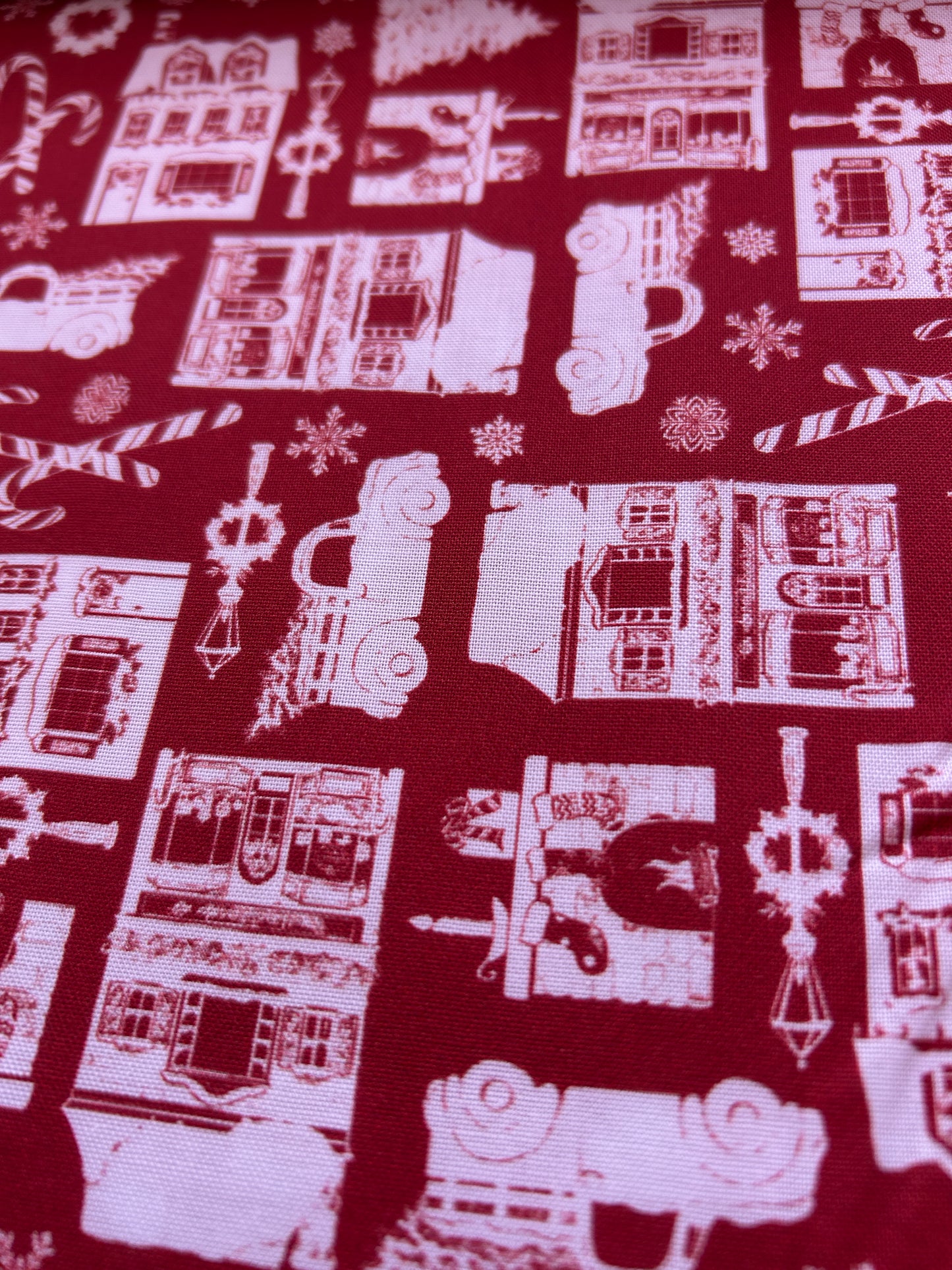 Winter Village - village on red