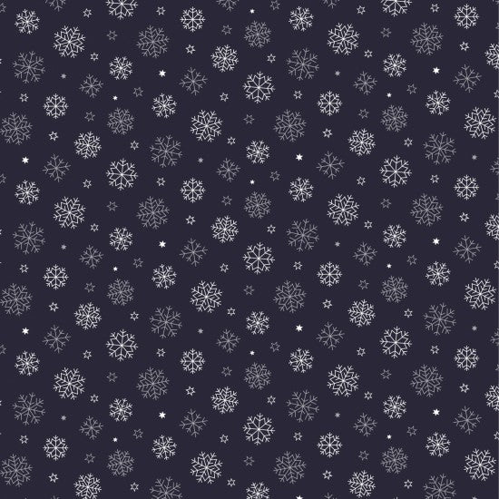 White Christmas - snowflakes on navy
