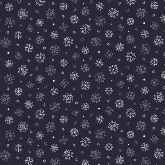 White Christmas - snowflakes on navy