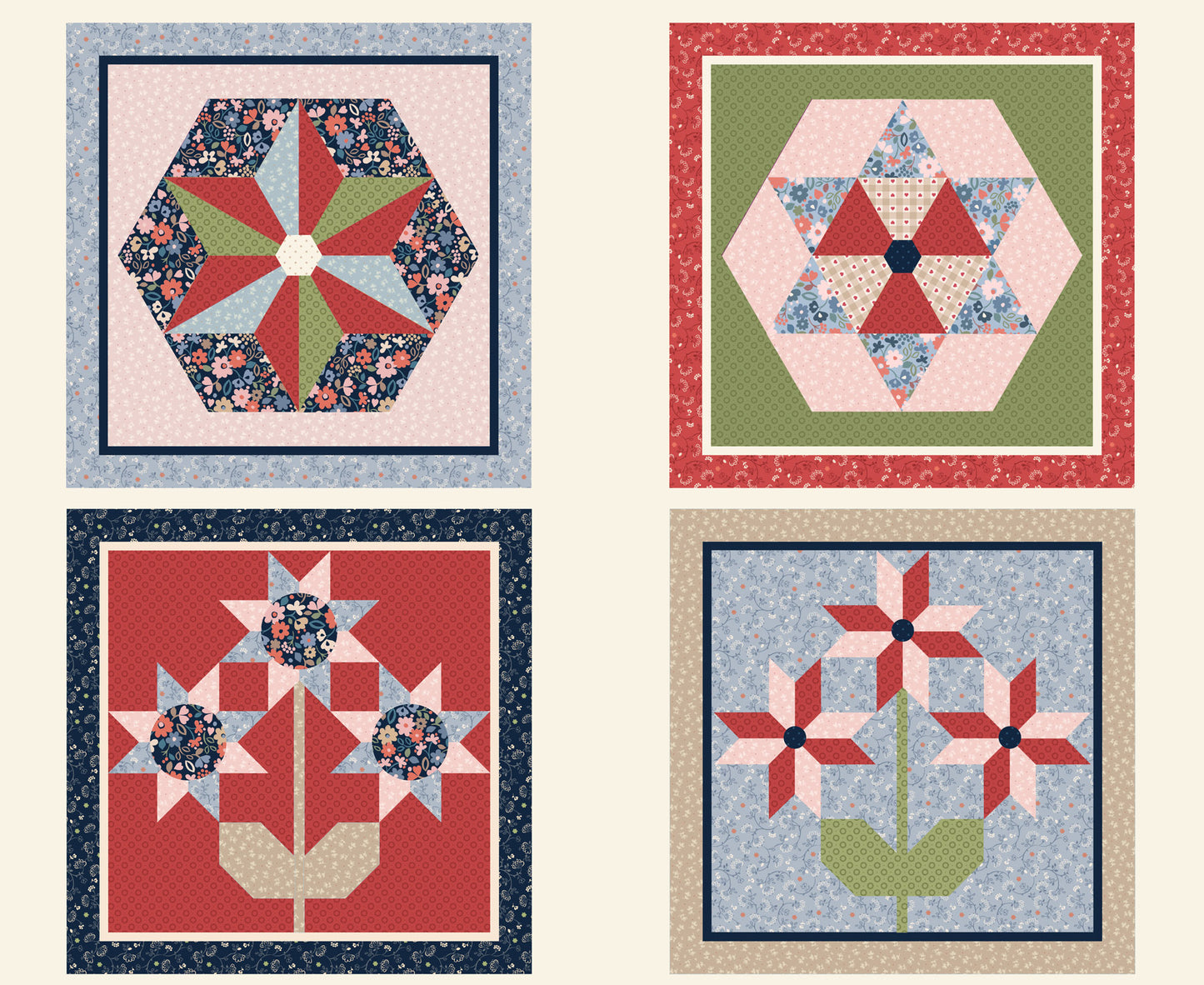 Grandma's Quilts - large squares panel
