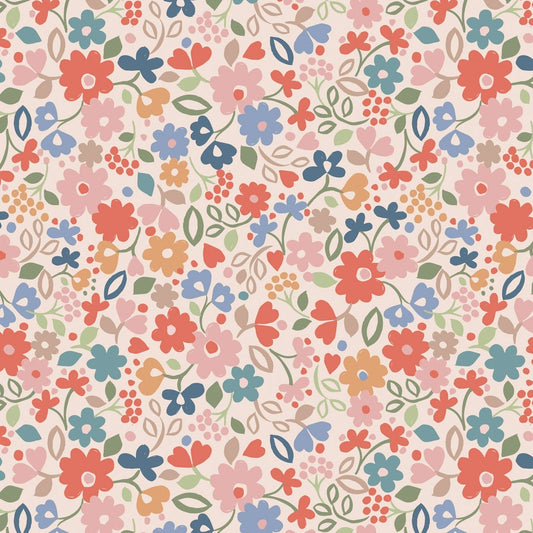 Grandma's Quilts - ditzy floral on cream