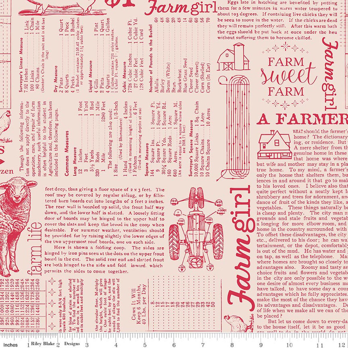 Lori Holt - Farmer's Daughter - farm life background tearose C17190