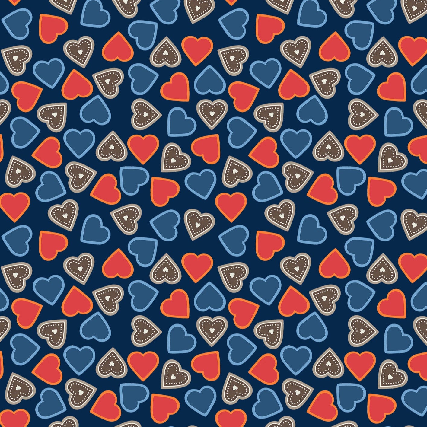 Tomtem's Folklore Christmas -hearts on dark blue
