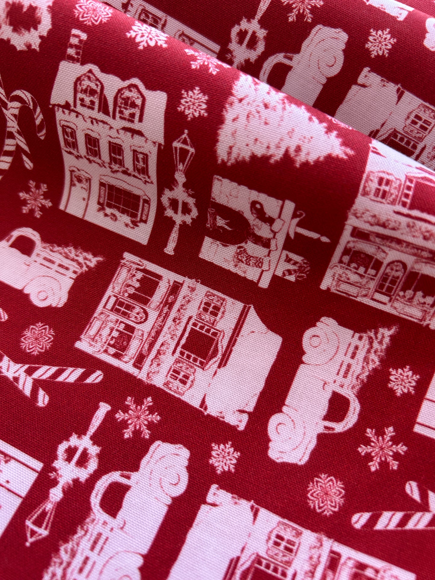 Winter Village - village on red
