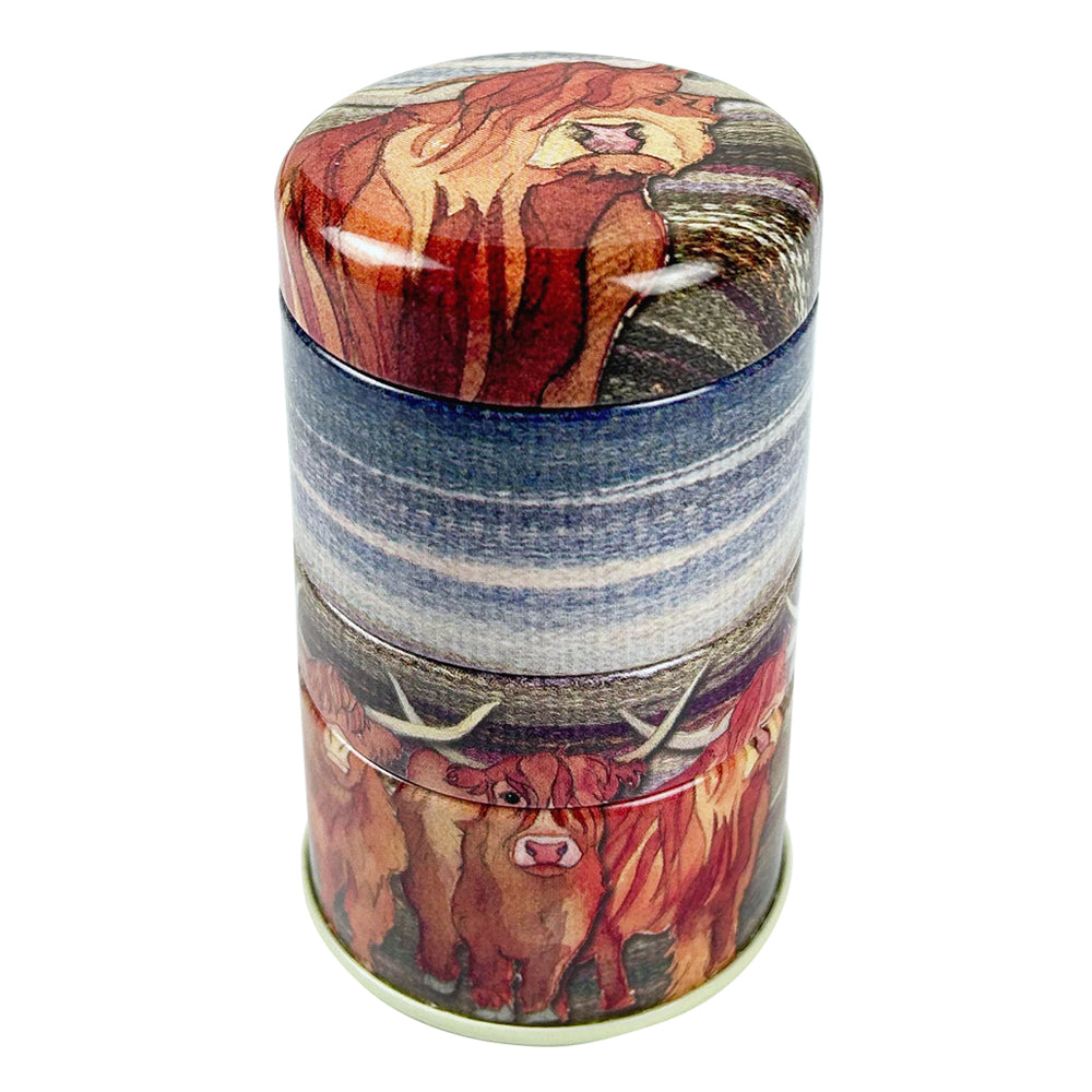 Emma Ball - Mini stacking tins - Highland Coos