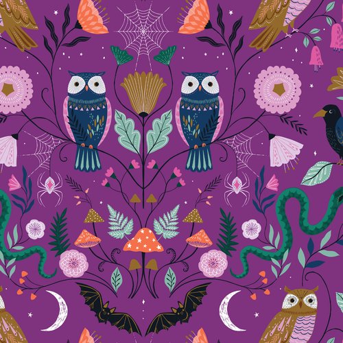 Twilight - owls on purple