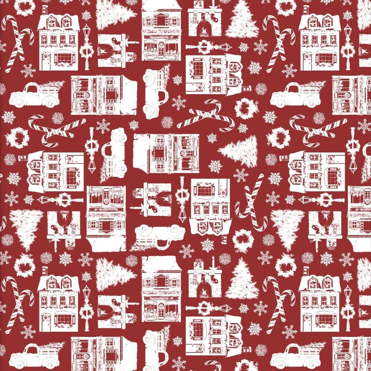 Winter Village - village on red