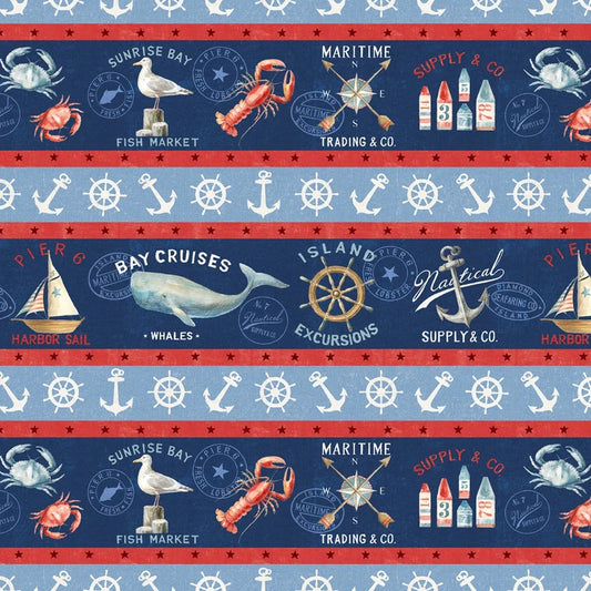 At the helm - nautical repeat