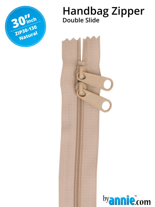 By Annie double slide bag zipper 30 inches - natural