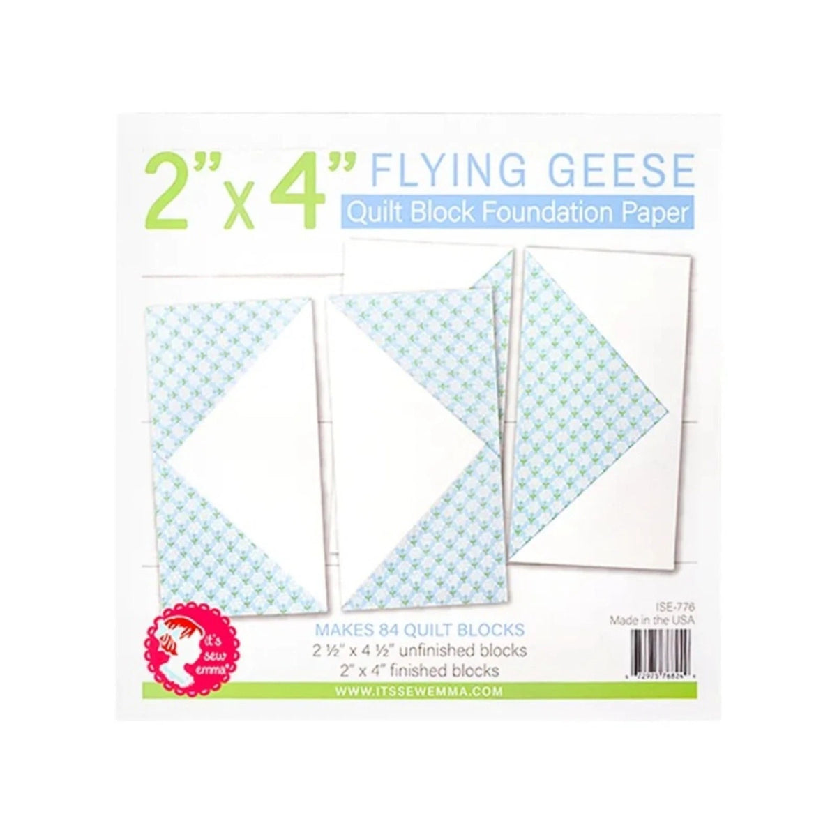 2" x 4" Flying Geese Quilt Block Foundation Paper