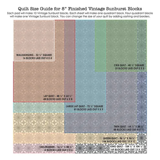 8'' Vintage Sunburst quilt block foundation paper | Lori Holt