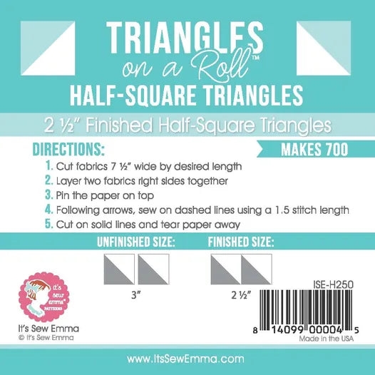 Triangles on a roll - half square triangles 2.5 inch finished size
