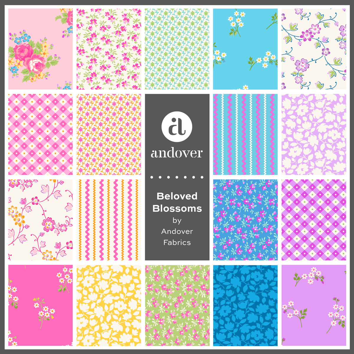 Beloved Blossoms - 10 x 10 inch squares- layer cake 42 squares