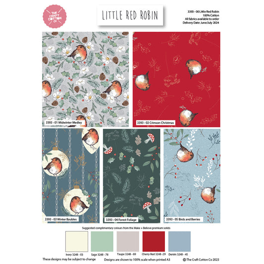 Little Red Robin Christmas fat quarters