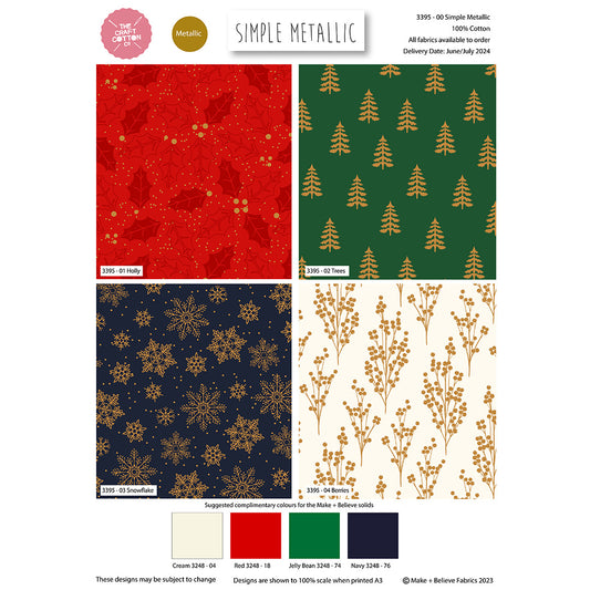 Simple Metallic Christmas fat quarters