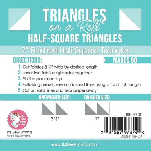 Triangles on a roll - half square triangles 7 inch finished size