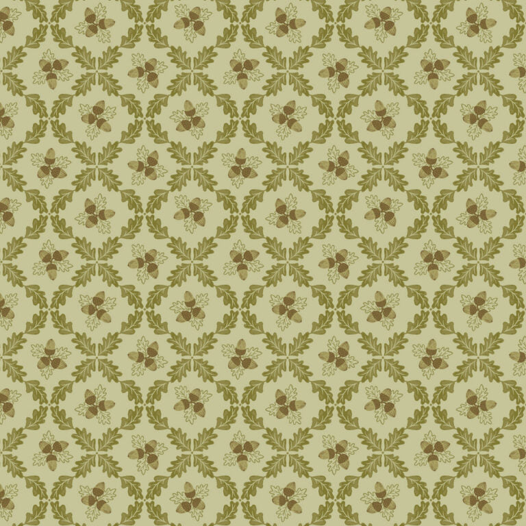 Old Quercus - Acorn trellis on apple green