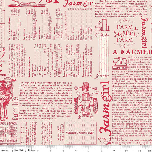 Lori Holt - Farmer's Daughter - farm life background tearose C17190