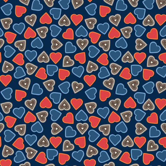 Tomtem's Folklore Christmas -hearts on dark blue