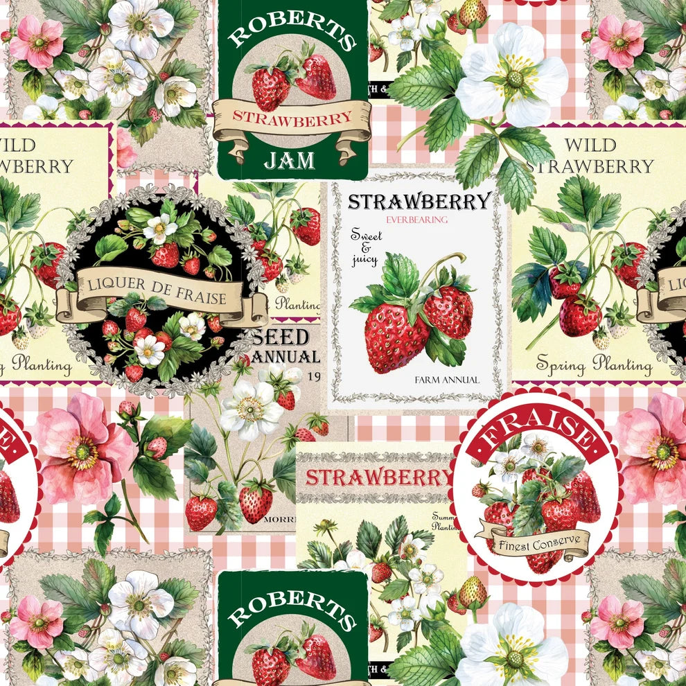 Strawberry Meadows - jam pot lids