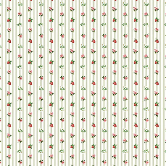 Strawberry Meadows - ditsy strawberry stripe