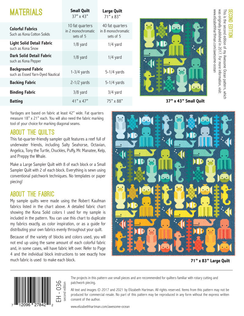 Awesome Ocean - quilt pattern- Elizabeth Hartman