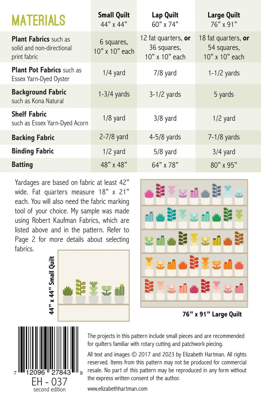 Greenhouse - quilt pattern- Elizabeth Hartman