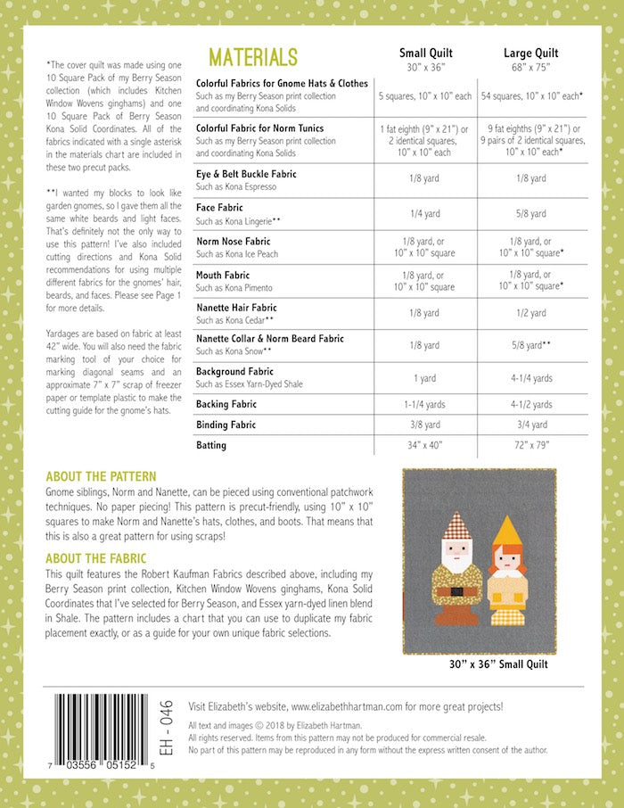 Norm & Nanette - quilt pattern- Elizabeth Hartman