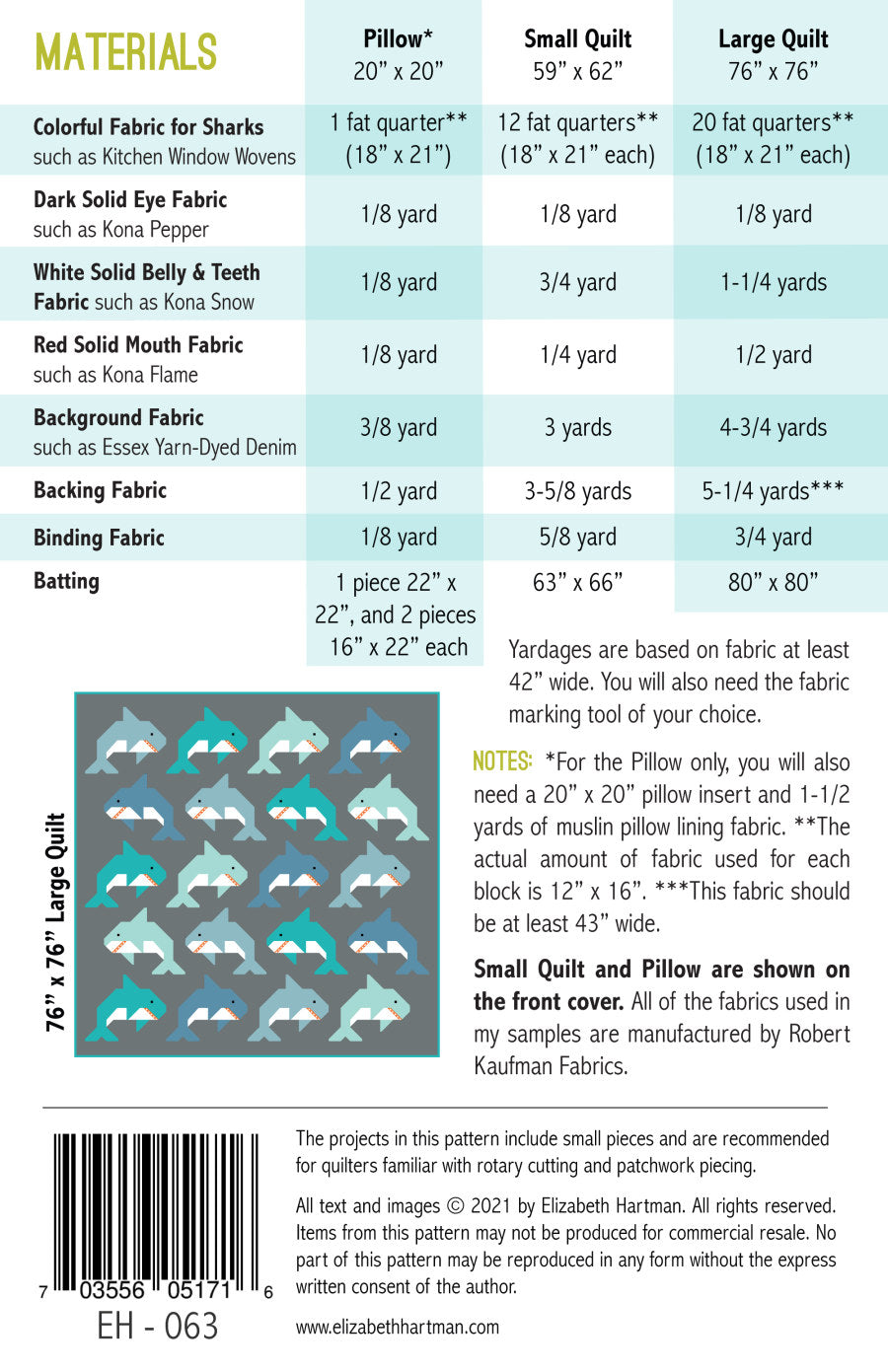 Social Sharks - quilt pattern- Elizabeth Hartman