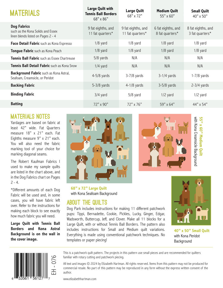 Dog Park quilt pattern  by Elizabeth Hartman