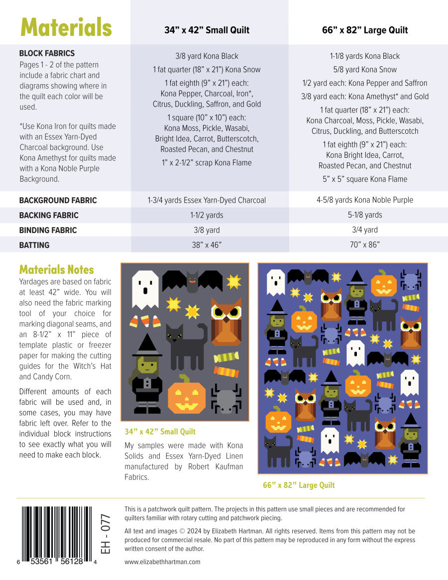 Happy Halloween - quilt pattern- Elizabeth Hartman