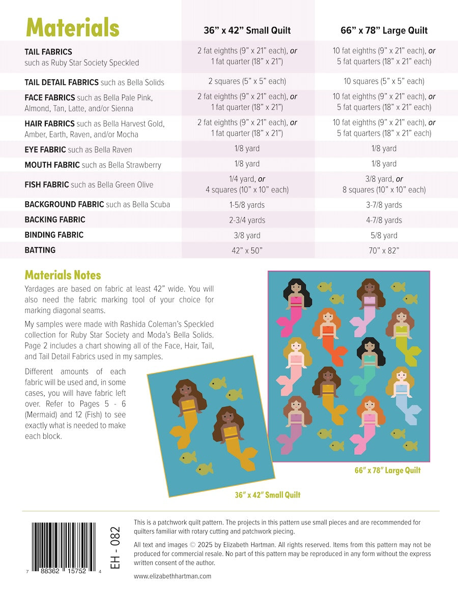 Mermaids - quilt pattern- Elizabeth Hartman