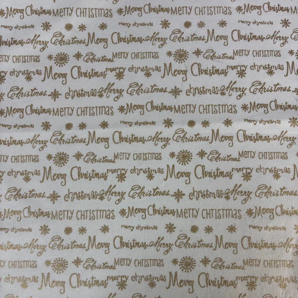 Merry Christmas gold on natural white