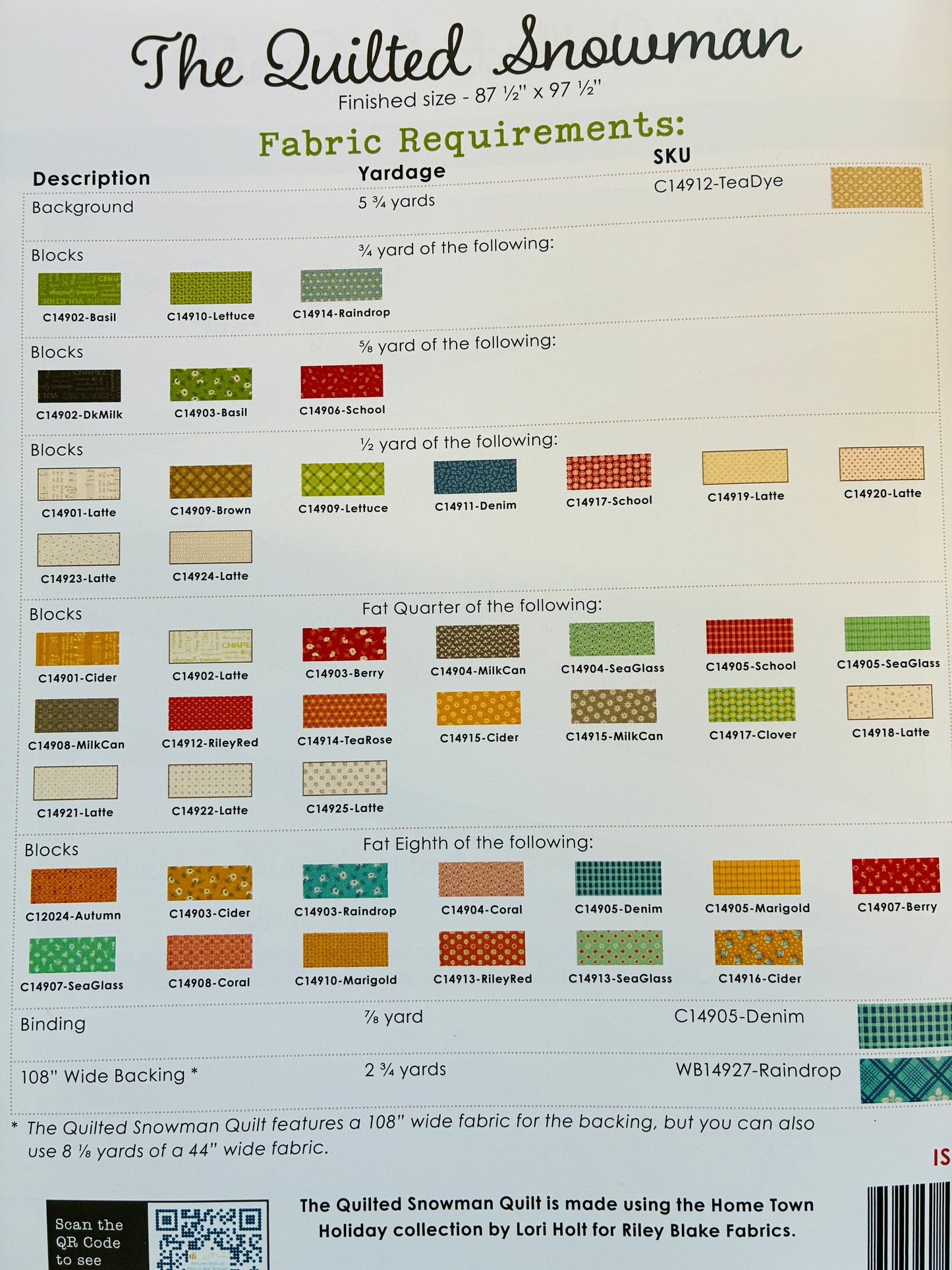 Lori Holt - The Quilted Snowman pattern
