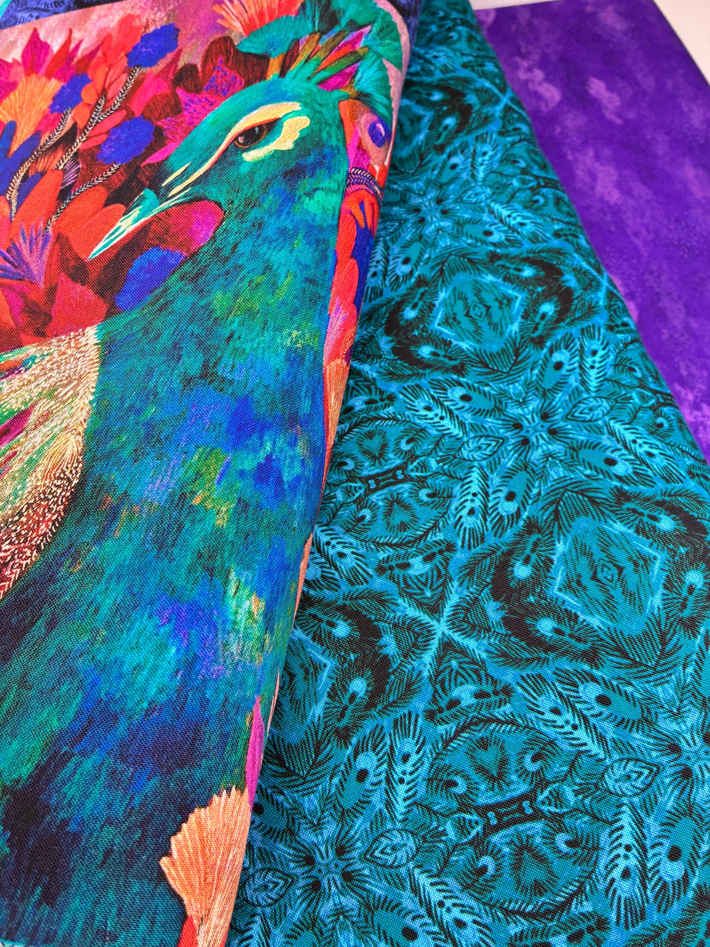 Affinity - peacock panel and 2 half metres