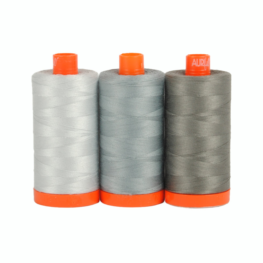 Aurifil Colour Builders 3 large 50 wt spools - Milan Grey