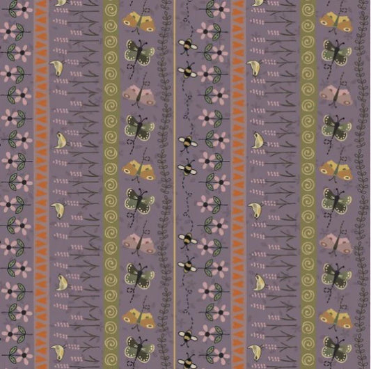 Botanicals - floral stripe on lilac