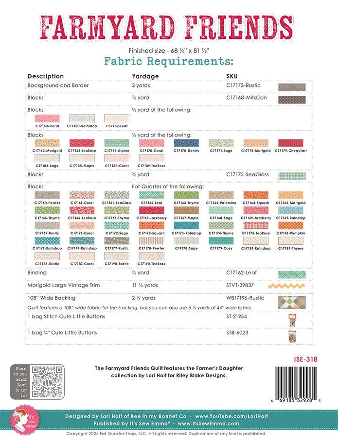 Lori Holt  - Farmyard Friends Quilt Pattern