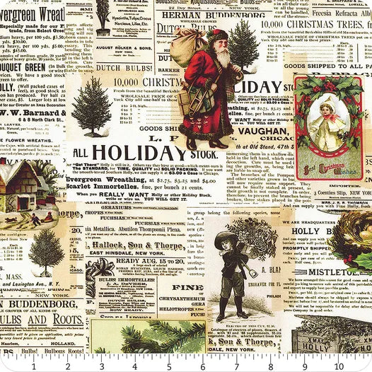 Joy to the World - Holiday Newspaper Clippings cream