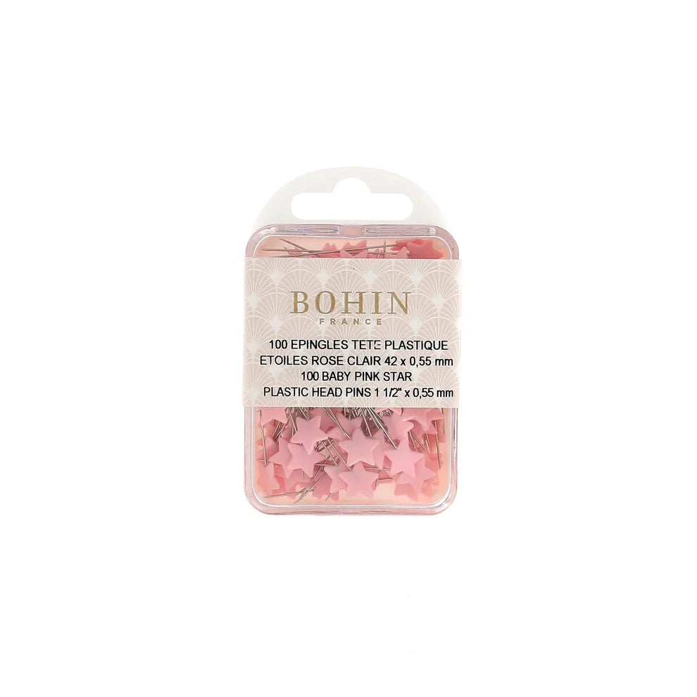 Bohin pink star pins plastic head